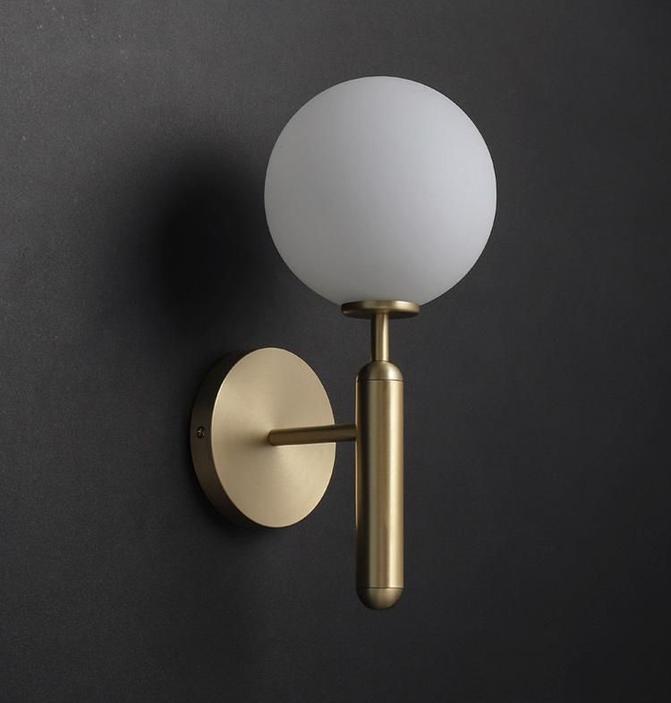 Modern Hotel Bedroom Wall Sconce Lamp with Glass Ball Shade