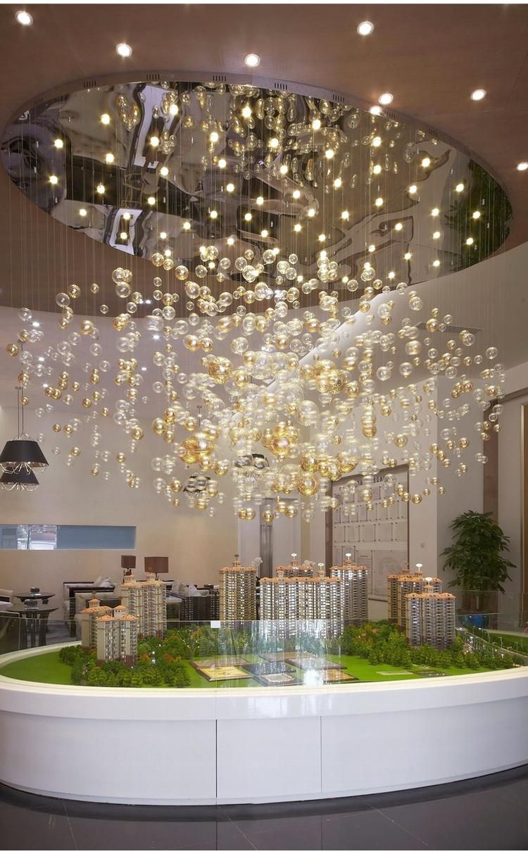 Glass Ball High Quality Decorative Villa Dining Exhibition Hall Custom Project Luxury LED Chandelier Lamp