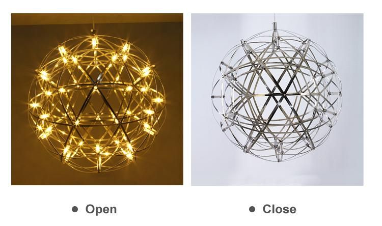 Customized Modern Stainless Steel LED Spark Ball Shape Chandelier Pendant Lamp for Hotel Home