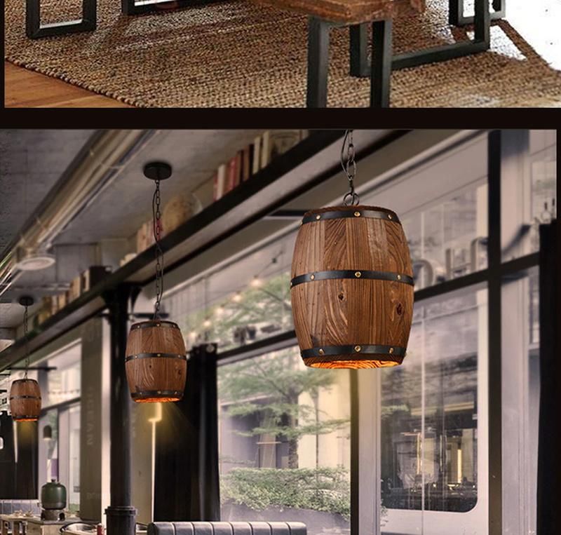 Winery Creative Restaurant Decoration Wine Barrel Light Solid Wood Barrel Chandelier (WH-VP-142)