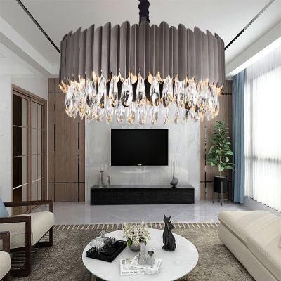 2019 Newest Design Big Black Round Luxury Asfour Pendant Lamp Restaurant Living Room Classic Crystal Chandeliers Ceiling