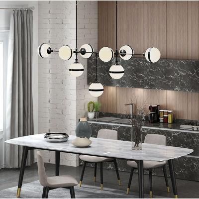 Postmodern Nordic Long Striped Glass Living Room Lamp Dining Room Chandelier