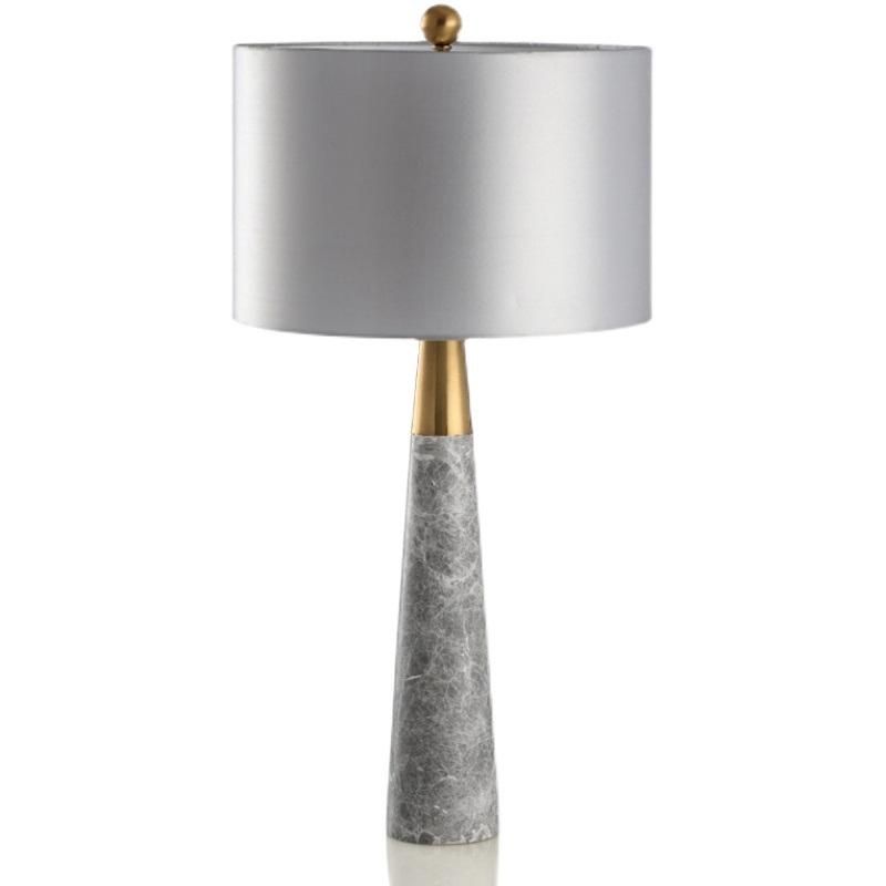 Hotel Project Customized Luxury Fabric Shade Marble Lamp for Lobby Nordic Ins Marble Bedroom Bedside Table Lamp Model Room Soft Decoration Exhibition Hall