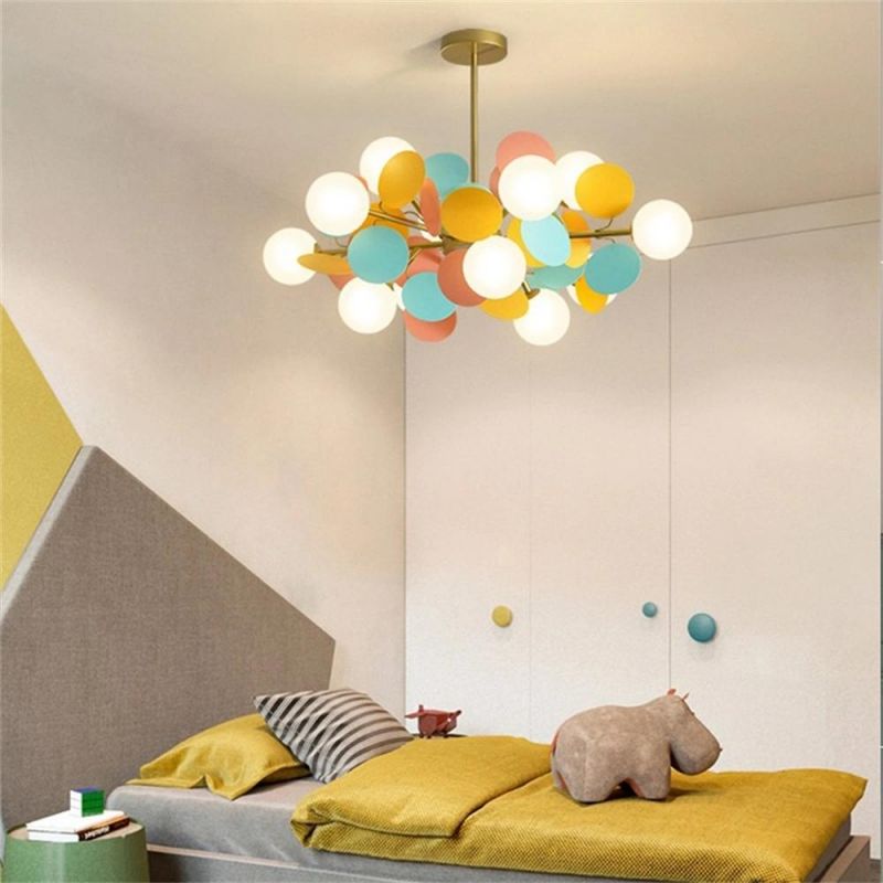 Nordic Fashion Ins Net Red Creative Bedroom Lamp Simple Modern Girl Room Children′s Room Flower Chandelier Lamp