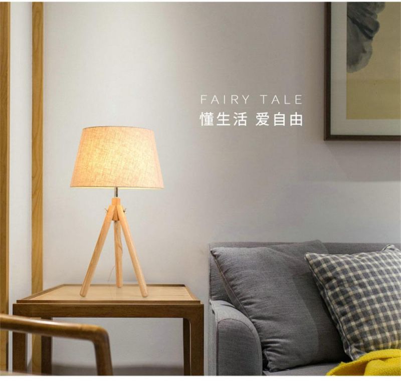 Simple Wood Bedroom Table Lamp Creative Fashion Nordic Pastoral Bedside Lamp Modern Living Room Decor Solid Wood Study Desk Lamp