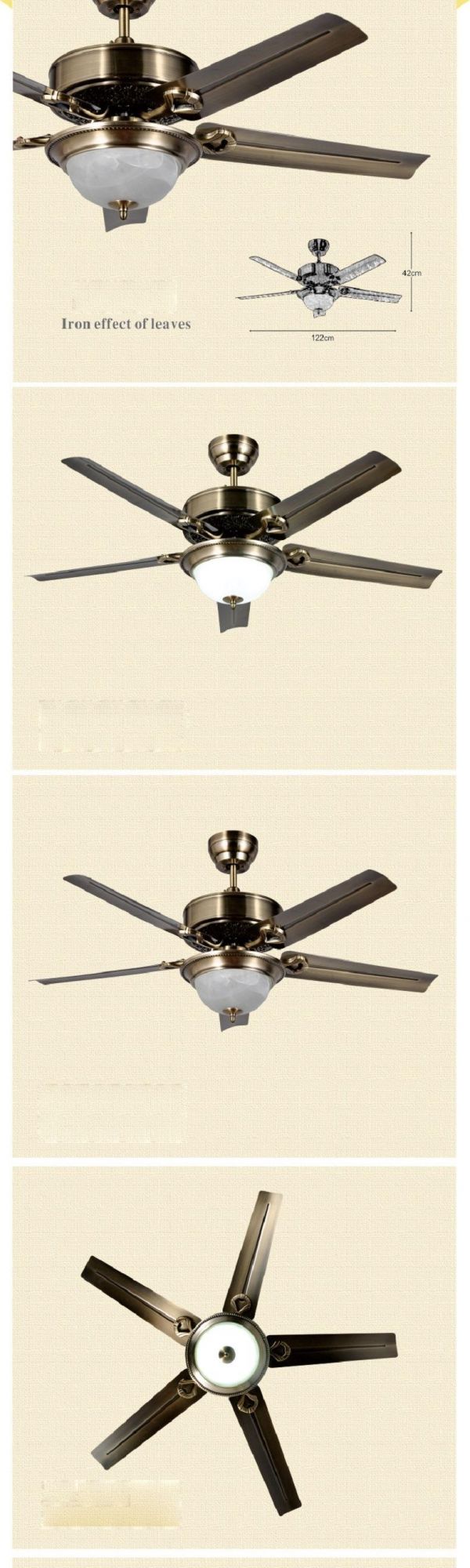 Modern Decorative DC Motor Iron 5 Blades LED Ceiling Fan 52 Inch LED Ceiling Fan Light