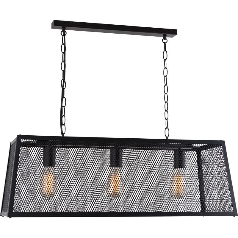 Industrial Kitchen Island Pendant Lighting Rectangular Vintage Rustic 3-Light Hanging Pendant Light Fixtures for Kitchen Farmhouse Bar Dining Room (Matt Black)