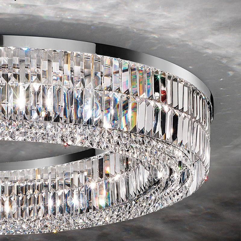 Modern Living Room Foyer Sitting Room Chandeliers Round Chrome Sliver Ceiling Lights (WH-CA-57)