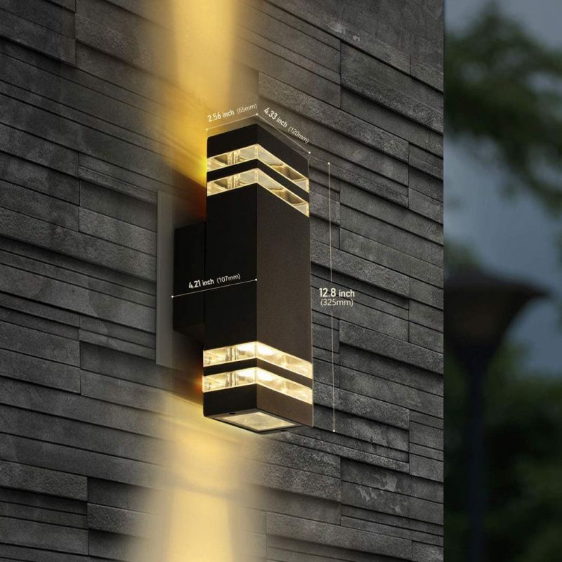 LED Wall Sconce Waterproof Porch Light 12W Black Modern Waterproof Wall Lamps Lumen Warm White IP65 Waterproof Outdoor Light