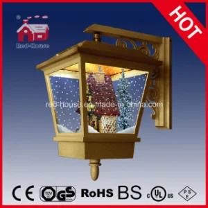 Antique Gold Wall Light with Mini House Inside Christmas Decortaion