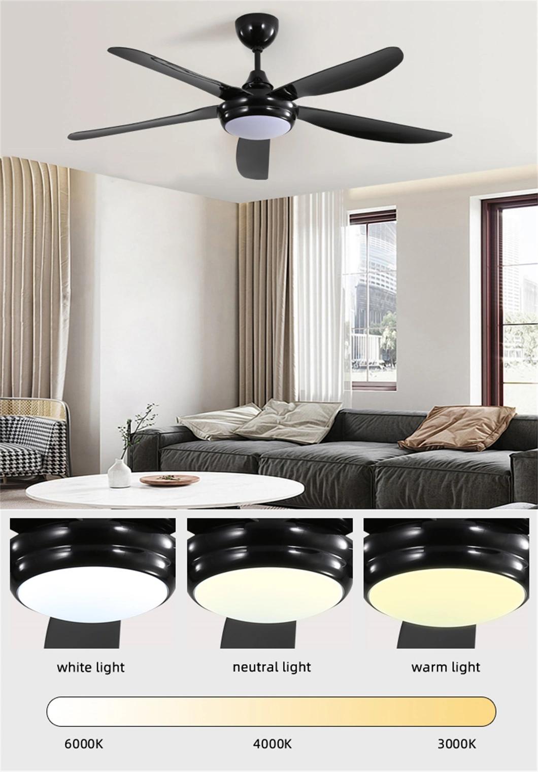 Big Size Remote Control ABS Black Blades Ceiling Fan Bedroom Ceiling Fan with Lamp Ceiling Fan