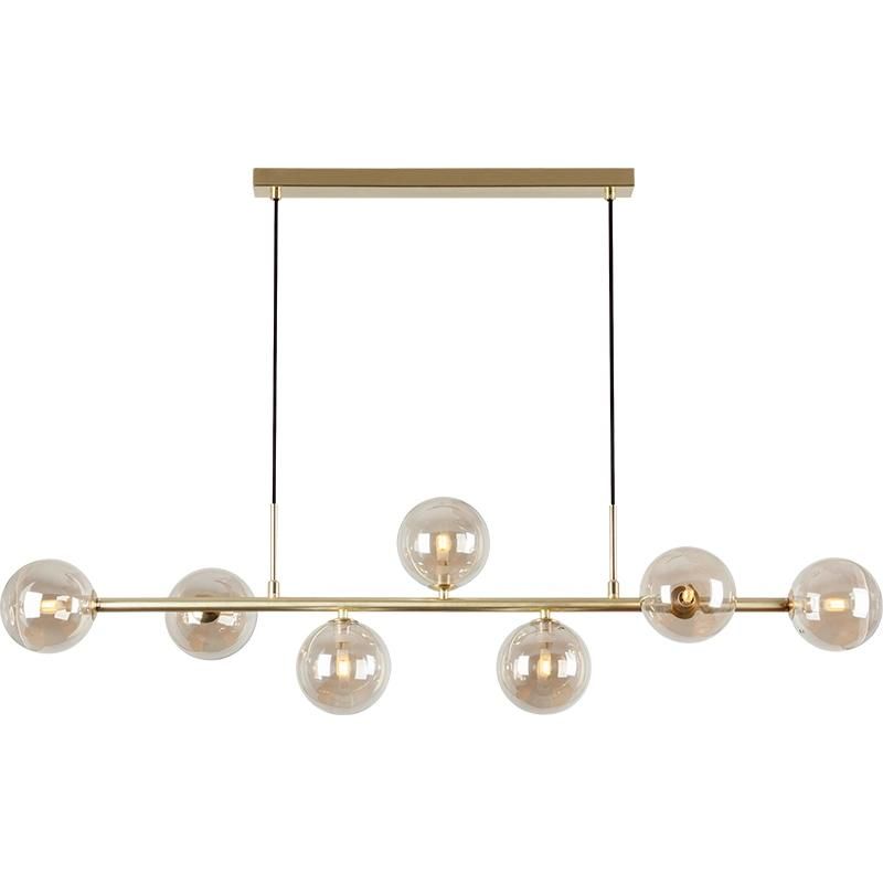 Lighting Modern Chandelier with Globe Sputnik Chandelier Pendant Light Frosted Adjustable Hanging Ceiling Light for Dining Room Living(Amber Glass & Matt Brass)