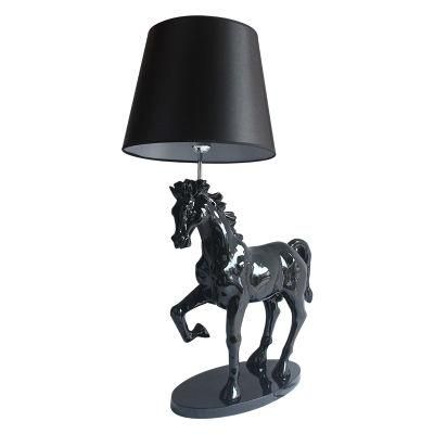 2021 New Manufacturer Wholesale Modern Style Decor Resin Black Galloping Steed Horse Table Desk Lamp