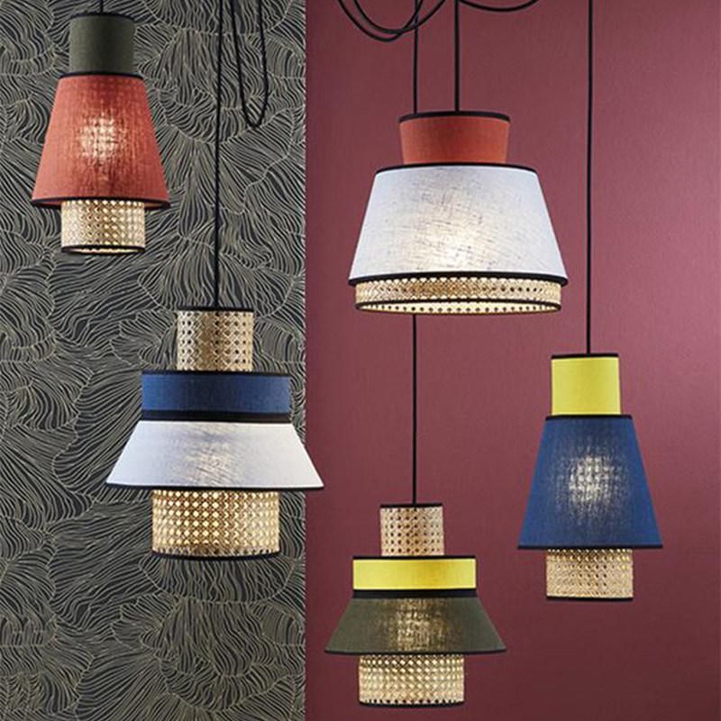 Nordic Bamboo Pendant Lights E27 New Woven Lamp for Dining Living Room Kitchen Office Shop Suspended Lamp (WH-AP-202)