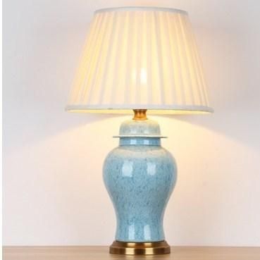 Jingdezhen Ceramic Table Lamp New Chinese Style American Living Room Yellow Queen Room Bedroom Lamp Hotel Decoration