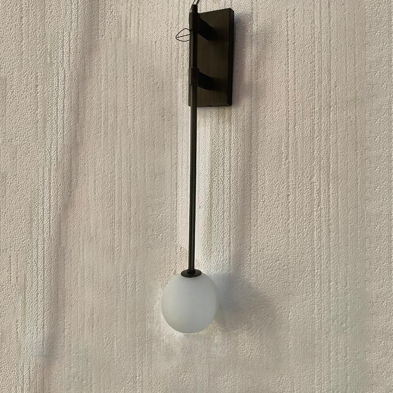 Metal God and Pickled Milk White Glass Sphere Shade Wall Lamp.