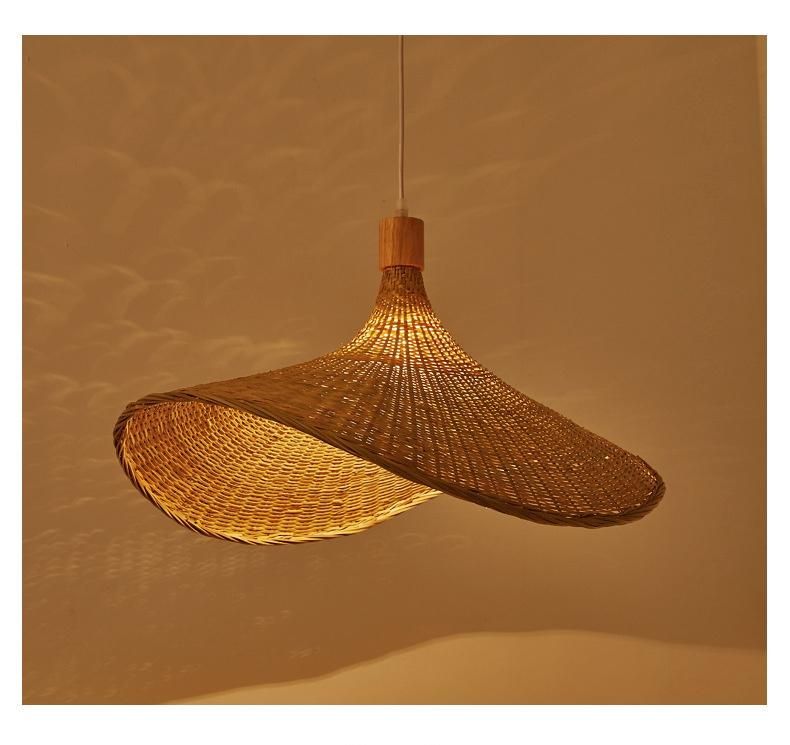 Bamboo Chandelier Chinese Tea Room Rattan Lamp Straw Hat Lamp Stairs Dining Room Lamp