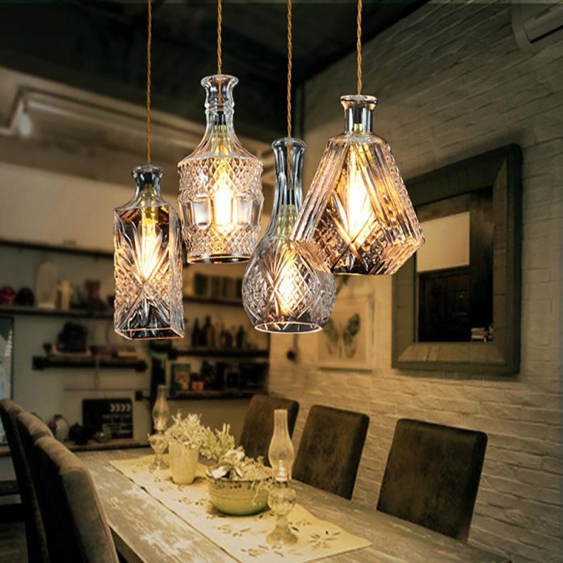 Creative Retro Pendant Light for Bar Living Room Bedroom Freya Classic Elegant Carved Glass Pendant Light (WH-AP-321)