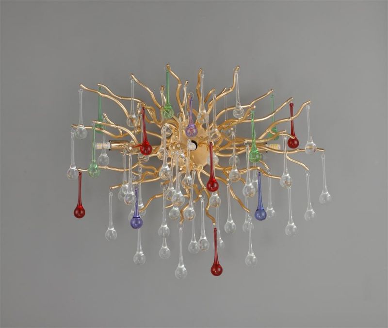 2022 Art Decoration Flower Crystal Glass Golden Wall Lamp Lighting