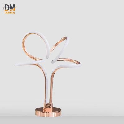 Home Bedroom Rose Gold Curved Modern LED Table Lamp