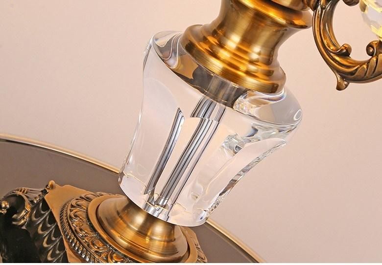 European American Zinc Alloy Crystal Table Lamp Bedroom Living Room Hotel