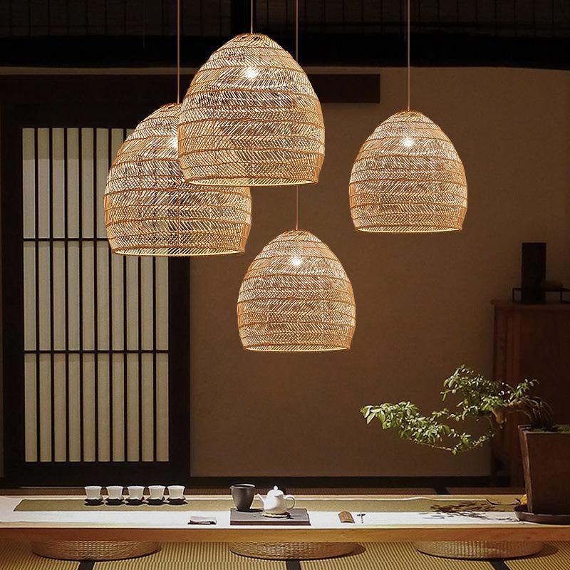 Handmake Rattan Lamp Vintage Hanging Lamps Loft Living Room Dining Room Wicker Ceiling Light (WH-WP-21)