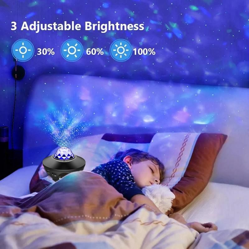 LED Star Projection Light USB Bluetooth Romantic Fantasy Rotating Atmosphere Light Voice-Controlled Ocean Starry Night Light