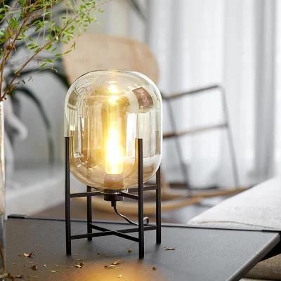 Home Deco Lighting Fixtures LED Living Room Bedroom Smoke Gray Glass Standing Lamp (WH-MFL-28)