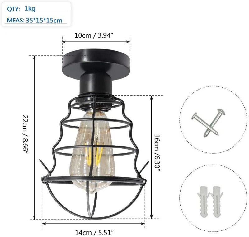 Vintage Chandelier E27 Base Rustic Antique Industrial Metal Caged Chandelier Hallway Light (WH-VP-83)