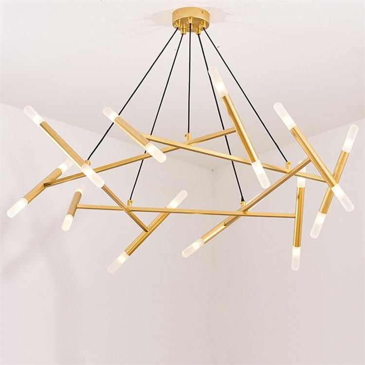 2020 Contemporary Gold Chandelier Brushed Brass Modern Pendant Lighting Industrial Vintage Ceiling Light