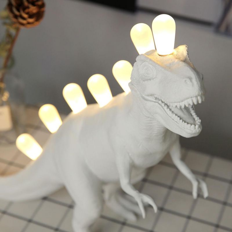 Jurassic Dinosaur Table Lamps for Bedroom Resin Brontosaurus T-Rex LED Desk Lamp Luminaire Home Art Decor Light Fixtures