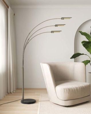 Newport 3 Light Arc Floor Lamp, Satin Nickel