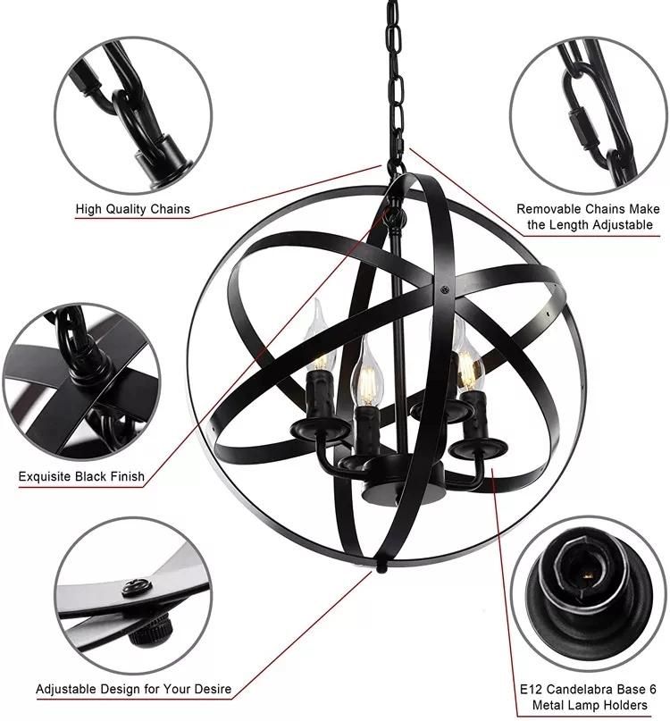Amazon Ball Chandelier Pendant Light Restaurant Dining Room Bar Modern Simple Metal Steel Lamp