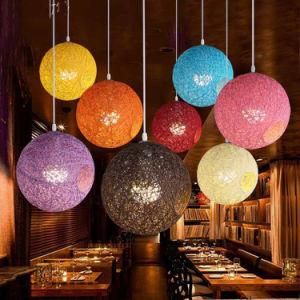 2017 Colorful Vintage LED Globe Rattan Pendant Light