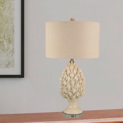 High Quality Big Size Ceramic Table Lamp with Shade for Hotel Bedside Lamp Handmade