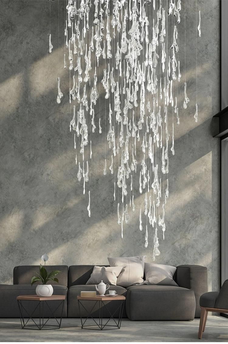 Glass Leaf Decorative Exhibition Hall Villa Stair Engineering Custom Large Luxury Modern LED Chandelier