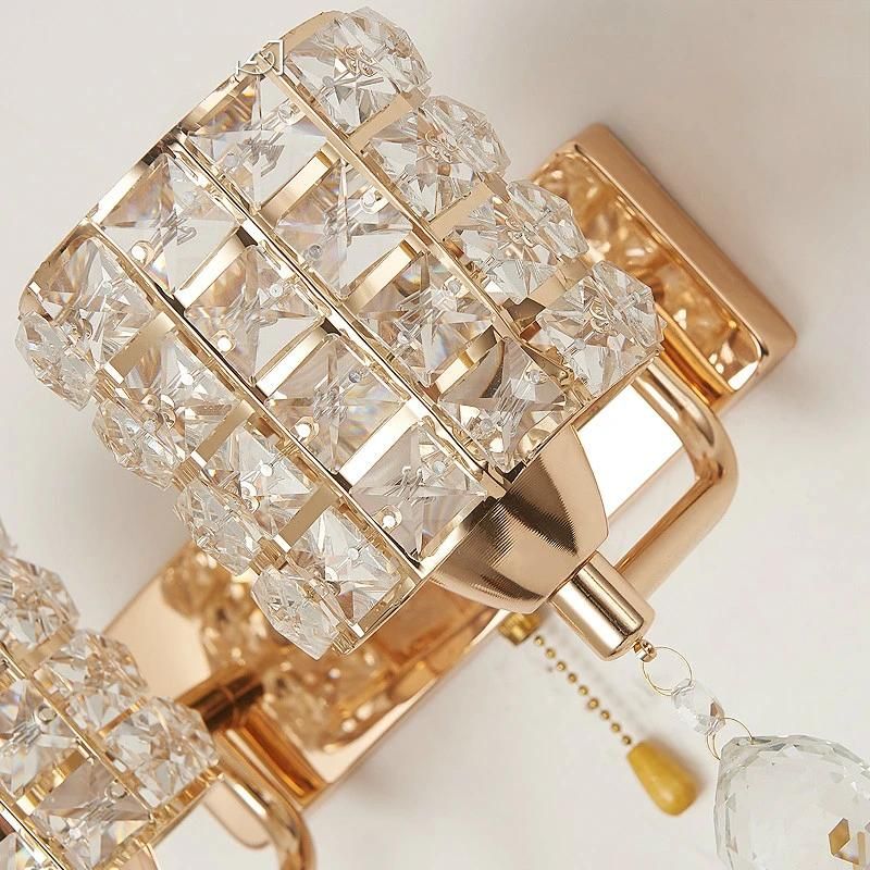 Pull Chain Switch Crystal Wall Lamp Modern Stainless Steel Crystal Wall Sconce (WH-OR-155)