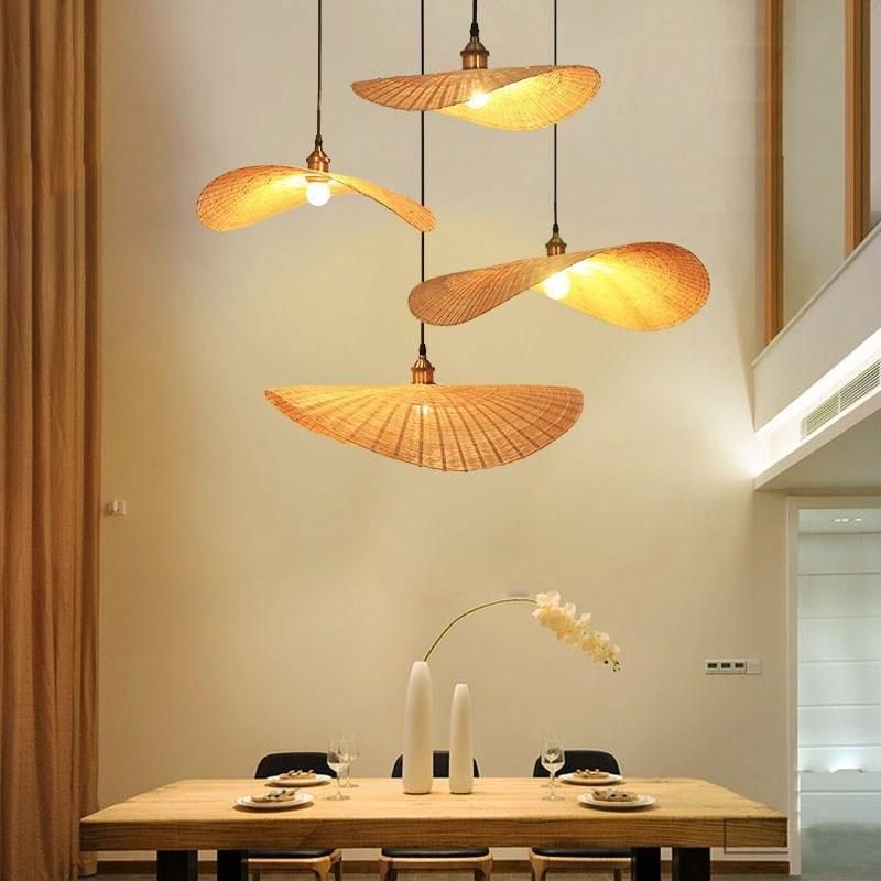 Chinese Hand Knitted Bamboo Pendant Lights Weaving Hanging Lamp Garden Restauran Bamboo Chandelier (WH-WP-26)