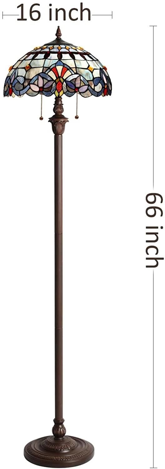 Capulina Tiffany Floor Lamp 2-Light 18" Wide Traditional Art Style Standing Lamp for Living Room Bedroom