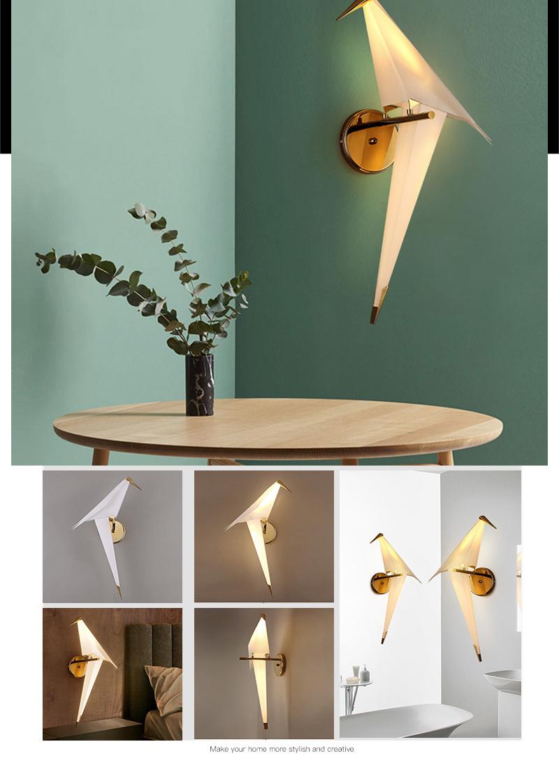 LED Bird Design Wall Lamp Bedside Lamp Creative Origami Paper Birds Wall Light (WH-OR-18)