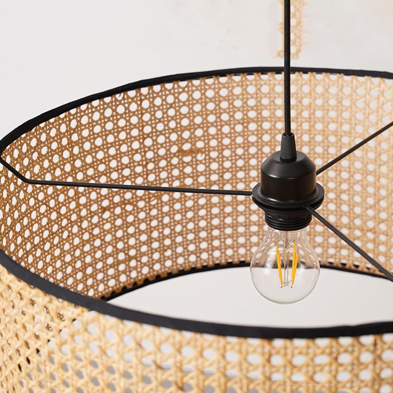 Vintage Rattan Lamp Pendant Lights Farmhouse Style Handmade Restaurant Round Ball Chandelier (WH-WP-50)