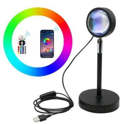 Home Decoration Sunset Projector Lamp 16 Colors APP and IR Control HD Crystal Lens LED Sunset Lamp