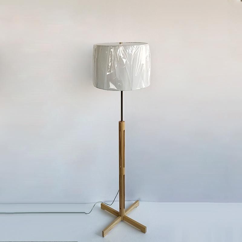 Wood Body and Metal God with Fabric Shade Floor Lamp.