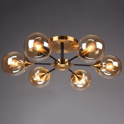 Modern Art Pendant Chandelier Handblown Art Glass Ball Chandelier 9 Lamps Molecular Structure Shape Ceiling Light