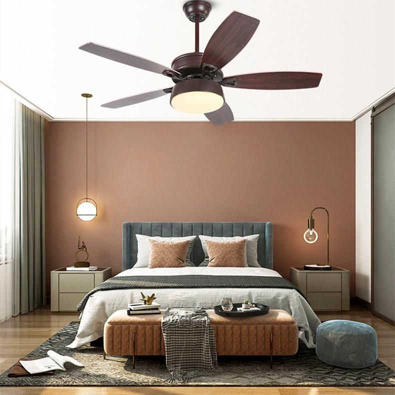 Fan Modern Loft Retro Wooden and Iron Ceiling Fan with Light for Coffee, Bar and Living Room AC Fan Cooling Fan