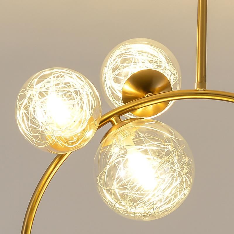 Golden Transparent Lampshade Chandelier Pendant Lamp Ceiling Lamp Living Room Lamp