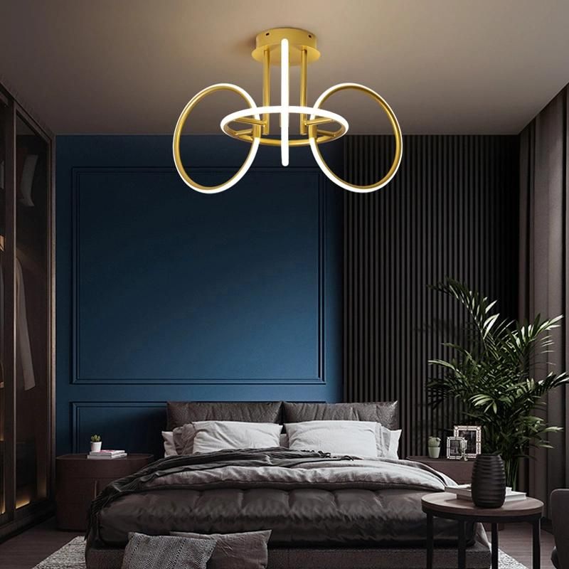 Circle Metal Ceiling Light Luxury Dining Room Lamp Canteen Livingroom Light