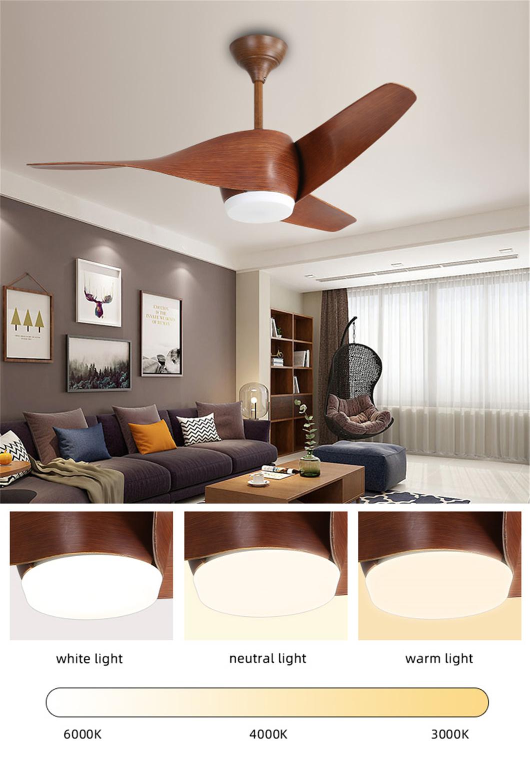 Modern Decorative Remote Control ABS Blades 3 Color Replaceable 220V 240V Ceiling Light with Fan