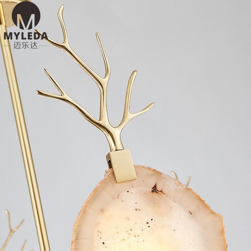 Modern Home Hanging Brass Agate Chandelier Pendant Lamp