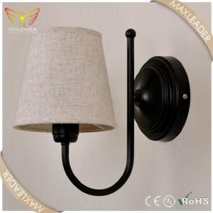 Hot Sale Antique White Fabric Black Iron Wall Light